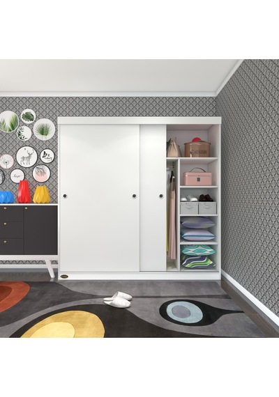 Kenzlife Gardırop Sürgülü Kapaklı Kapılı 180 Papatya Byz Gardolap Dolap