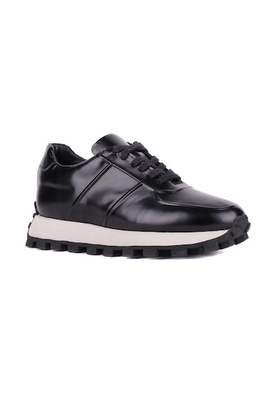 Shoetyle - Siyah Hakiki Açma Deri Bağcıklı Erkek Sneaker 115-k556-1320 Siyah