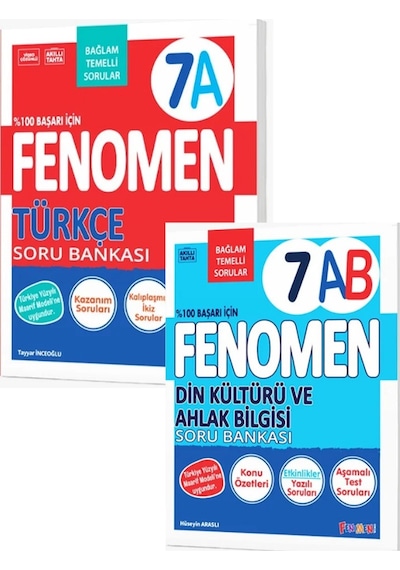 2027 7.sınıf 7a Türkçe- 7ab Din Kültürü Maarif Yeni Müfredat Soru Bankası Seti 2 Kitap Kolay-orta