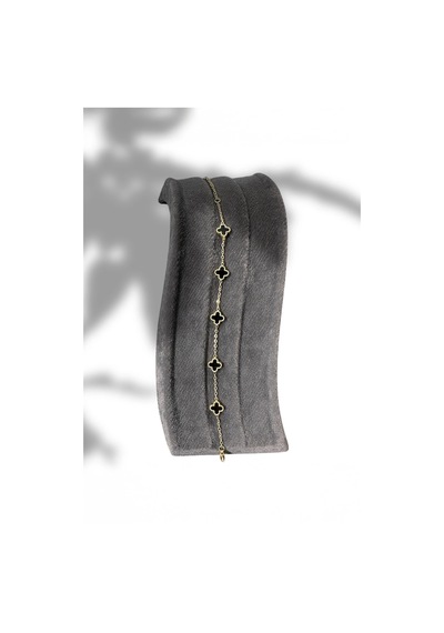 T-blk-06 Gold İçi Siyah Yonca Bileklik Gold