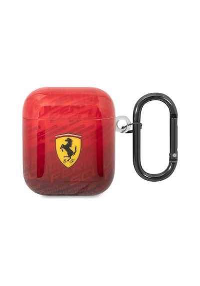 Apple Uyumlu AirPods Kılıf Ferrari Lisanslı Parlak Klasik Logolu Sf Desenli Kılıf Kırmızı