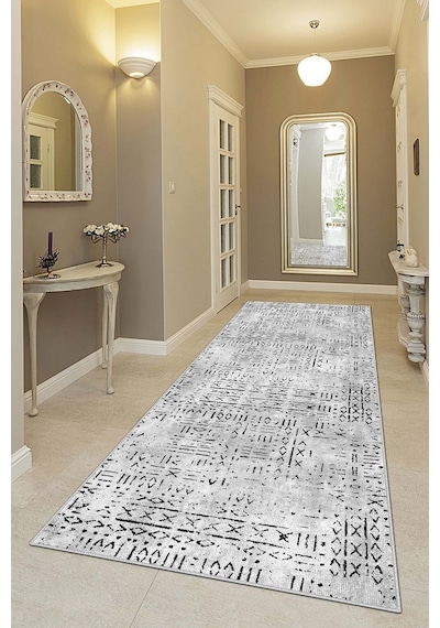 West Home Makinede Yıkanabilir Kaymaz Taban Leke Tutmaz Modern Kesme Yolluk Mutfak Yolluk Halı Yolluk Wh 548 Grey Yolluk