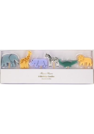 Meri Meri - Mini Safari Animal Candles - Mini Safari Hayvan Mumları - 6'lı