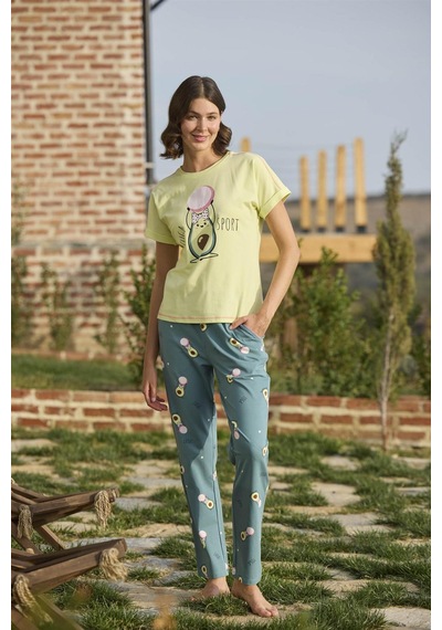 Civetta Desenlive Baskılı "yoga Sport" Pijama Takımı sari