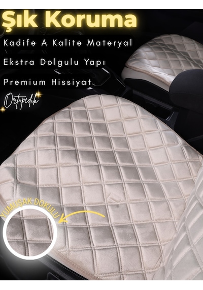 Toyota Corolla Se Hatchback Uyumlu 2'li Süet Oto Koltuk Minderi Universal Oto Aksesuar A4 Bej