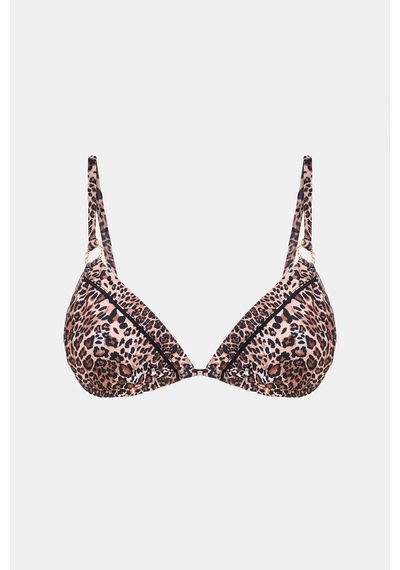 Amarelle Capetown Leopar Desenli Dolgusuz Çıkarılabilir Kap Üçgen Bikini Üst Leopar