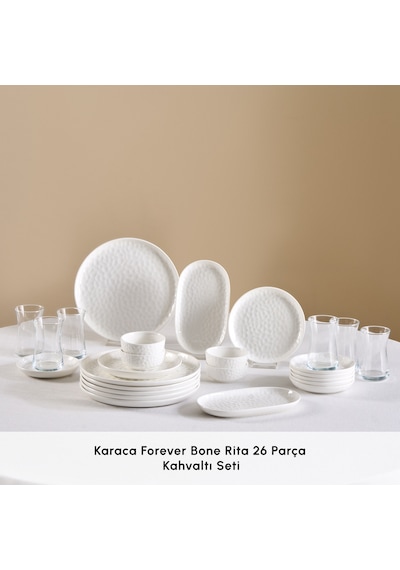 Karaca Forever Bone Rita 26 Parça 6 Kişilik Kahvaltı Takımı Beyaz