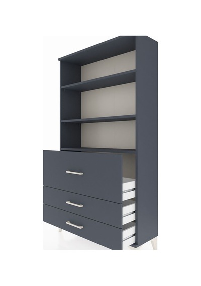 Arges Dolap 3 Raflı 3 Çekmeceli 88x30x163 Antrasit-antrasit Antrasit