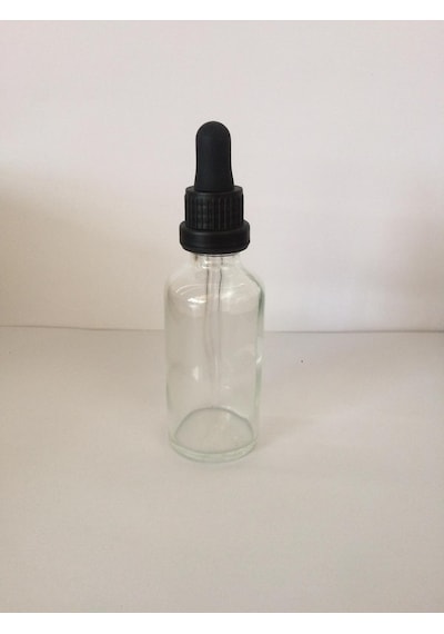 50Ml Cam Şeffaf İnce Cam Damlalıklı Kilitli Kapak Siyah(10 Ad...