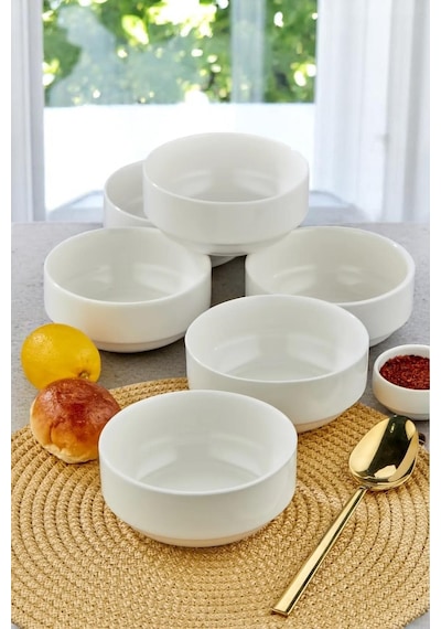 6'lı 12 Cm Porselen Kase Seti - Çorba, Meze, Sufle, Salata, Tatlı, Kahvaltılık Sunum Kasesi Beyaz 6'lı 12 Cm Porselen Kase Seti - Çorba, Meze, Sufle, Salata, Tatlı, Kahvaltılık Sunum Kasesi Beyaz