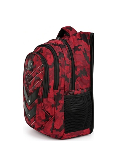 Komando Sırt Çantası Bordo Kamuflaj 3 Gözlü Kamp Ve Outdoor 46x32x18 Cm Çok Renkli