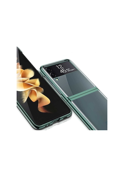 Samsung Uyumlu Galaxy Z Flip 3 Kılıf Zore Kıpta Kapak Koyu Yeşil