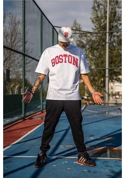Flood Of Style Erkek Beyaz Boston Tshirt