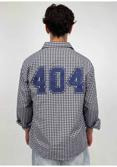 Zaee 404 Baskılı Kareli Oversize Gömlek Mavi / Beyaz