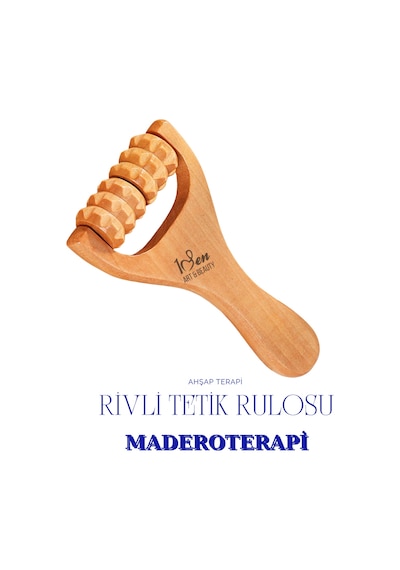 Maderoterapi Rivli Tetik Rulosu Ahşap Masaj Aleti Kahverengi