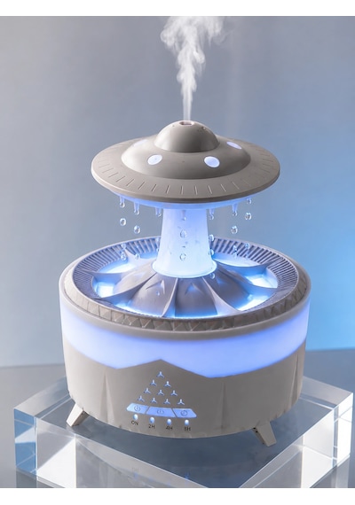 Mey İthalat Ufo Tasarımlı 350 Ml Hava Nemlendirici Renkli Ortam Işığı Yağmur Efektli Difüzör