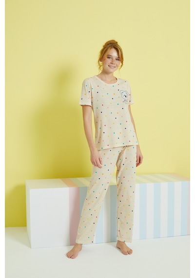 Siyah İnci Örme Pijama Takım 24107093 Çok Renkli