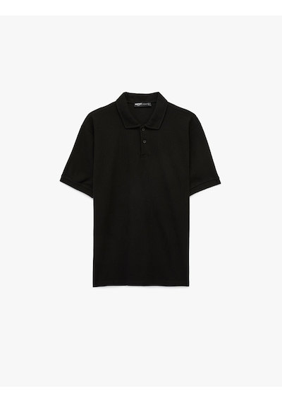 Koton Pamuklu Regular Fit Kısa Kollu Düğmeli Polo Yaka Tişört Siyah 6sam10290mk
