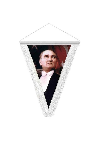 Ayyıldız- Türk Bayrağı - Mustafa Kemal Atatürk - Saten Hatıra Üçgen Flama Bayrak 1