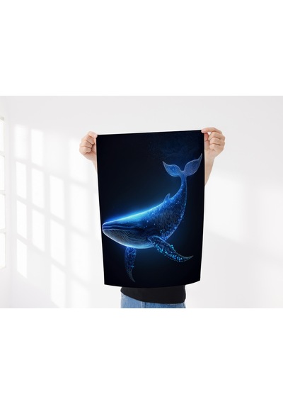 Çerçevesiz Poster Mavi Balina, Dijital Baskı Mavi Balina Poster, Ofis, Salon Dekorasyon