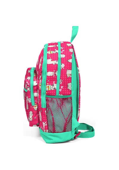 Coral High Kids Neon Mercan Su Yeşili Alpaka Desenli Dört Bölmeli Okul Sırt Çantası 23466