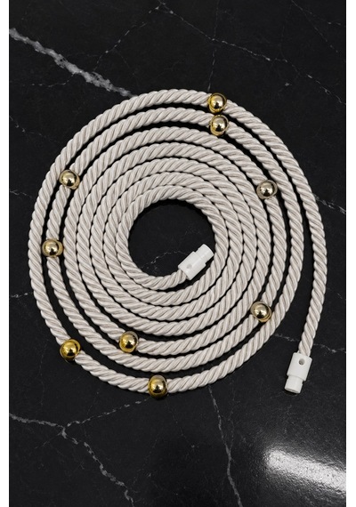 Ekru Krem Kruvaze Perde Tavan Korniş Bağlama Halatı - Gold Detaylı - Perde Süsü - 3 Metre - 1 Adet