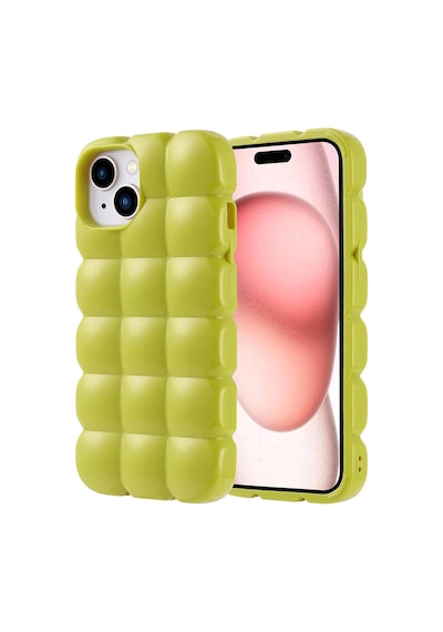 Apple Uyumlu iPhone 15 Kılıf Parlak Esnek Silikon Zore Dom Dom Kapak Yeşil