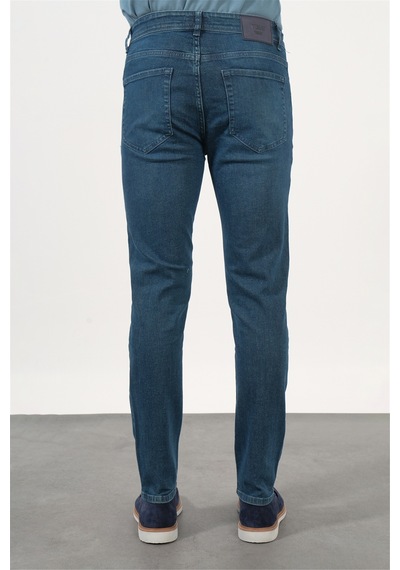 İmza 5 Cep Slim Fit Casual Pamuklu Denim Pantolon 1023260169 İndigo
