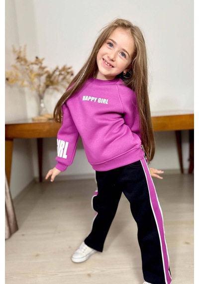Riccotarz Kız Çocuk Kollarında Ve Göğsünde Girl Yazı Detaylı Mor Sweat Şerit Detaylı Eşofman Takım Mor Riccotarz Kız Çocuk Kollarında Ve Göğsünde Girl Yazı Detaylı Mor Sweat Şerit Detaylı Eşofman Takım Mor