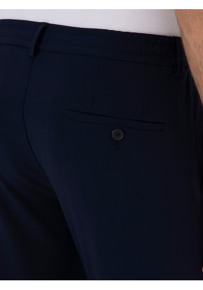 Cacharel Lacivert Slim Fit Beli Bağcıklı Esnek Klasik Pantolon