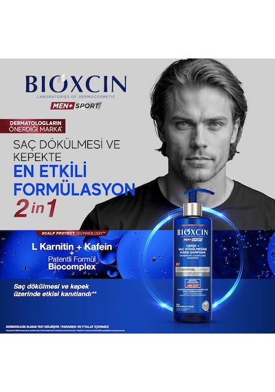 Tr Men+ Sport Kepek + Saç Dökülmesine Karşı Şampuan L-carnitine, Kafein, Biocomplex B11 500 Ml Tüm Saç Tip