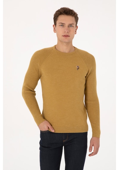U.S. Polo Assn. Erkek Regular Fit Bisiklet Yaka Hardal Kazak 50314983-VR151