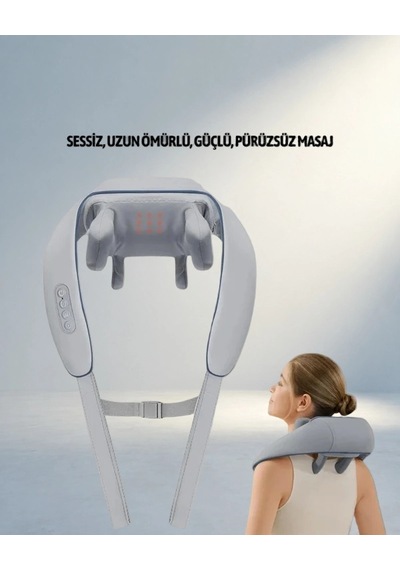 Ergonomik Titreşimli Boyun Masaj Aleti Gri Renk 1 Adet Acı Kahverengi