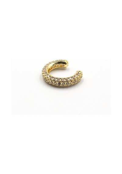 Zirkon Taşlı Halka Earcuff Gold, Sıkıştırmalı, Anti Alerjik Kıkırdak Küpe çok renkli
