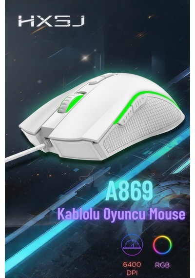 A869 Kablolu Rgb Oyuncu Mouse 6400 Dpı 7 Tuşlu Diğer
