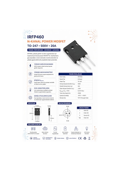 Irfp460 N Kanal Power Mosfet To-247 - 500v 20a