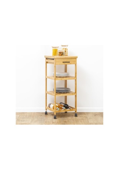 Mudo Home Boho Bambu Çekmeceli Etajer Akçaağaç