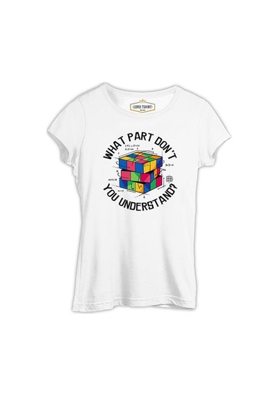 Puzzle Cube With Calculations Beyaz Kadın Tshirt 001