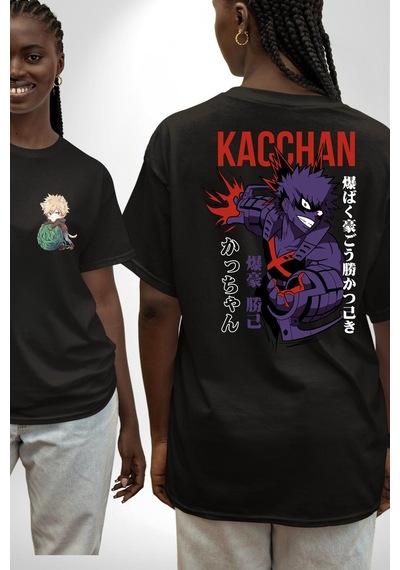 Kasuki Bakugo Anime Siyah Oversize Unisex Ön Ve Sırt Baskılı Tişört Siyah Kasuki Bakugo Anime Siyah Oversize Unisex Ön Ve Sırt Baskılı Tişört Siyah