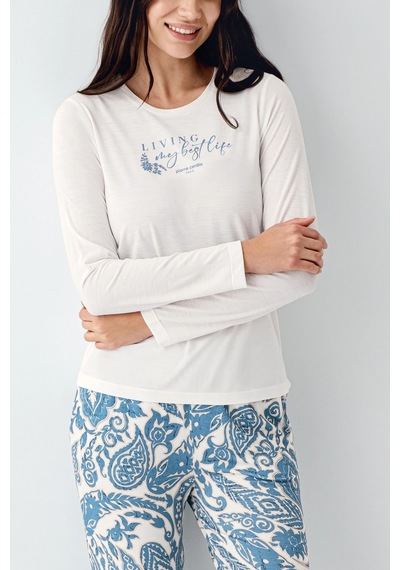 Kocabey Pierre Cardin 9074-s Kadın Uzun Kol Pijama Takım Krem