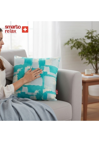 Smarto Relax Içi Dolgulu Kırlent 45x45 Cm Kare Salon & Berjer Kırlenti Beyaz - Mavi