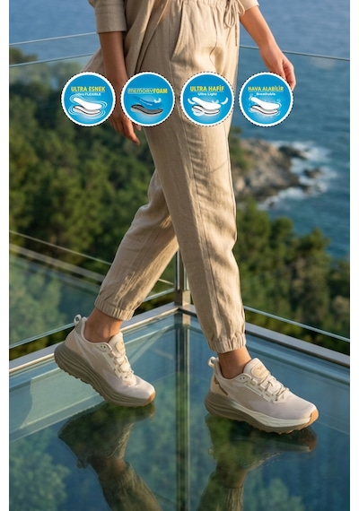 Walkway Flexion G Bej Memory Foam Unisex Spor Ayakkabı
