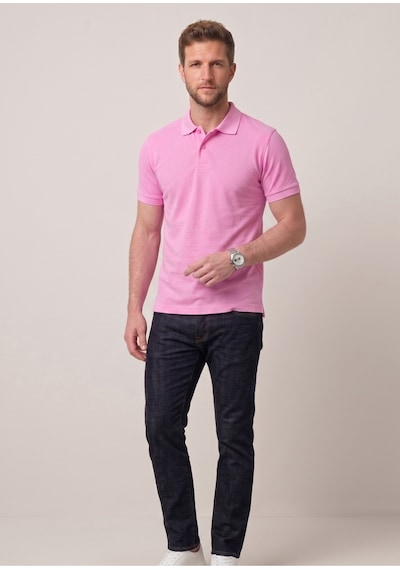 Nacar Store Erkek Yakalı Düğmeli Pembe T-shirt