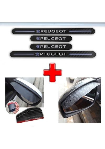 Peugeot 5008 Uyumlu Carbon Kapı Eşiği + Ayna Yağmur Koruyucu (552943911)