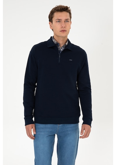 U.S. Polo Assn. Erkek Comfort Fit Yarım Fermuarlı Lacivert Sweatshirt 50316484-VR033