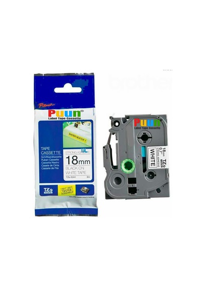 Puun Brother P-Touch TZE-S241 18MM x 8m Güçlü Yapışkanlı Beyaz Üz