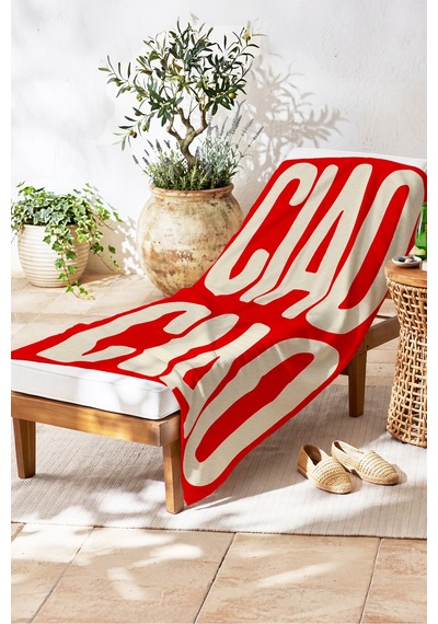 Ciao Yazılı Modern Tipografik Plaj Havlusu - Kırmızı Ekru Minimalist Hızlı Kuruyan Mikrofiber Havlu Berrak Mercan Ciao Yazılı Modern Tipografik Plaj Havlusu - Kırmızı Ekru Minimalist Hızlı Kuruyan Mikrofiber Havlu Berrak Mercan