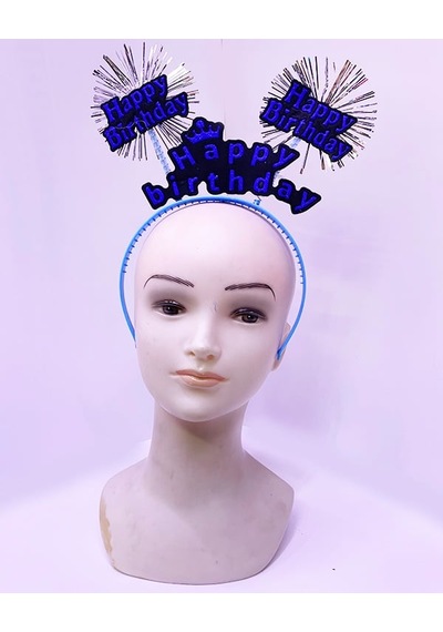 Happy Birthday Yazılı Püsküllü Neon Mavi Renk Doğum Günü Tacı 22x19 Cm - Zmff-52371 18