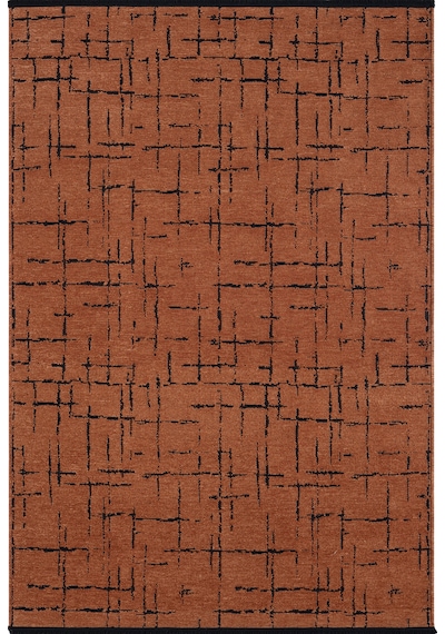 Gaia Kiremit Halı Yıkanabilir Kaymaz Taban Şönil Kilim Dokuma Pamuk Taban Kilim 10118 Kiremit