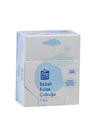 Fine Dreaming Bebek Kulak Çubuğu 72'li - %100 Pamuk, Güvenli Tasarım 4'li Avantaj Paketi - 4 Ad Tarı